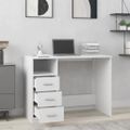 vidaXL Stolík so zásuvkami biely 102x50x76 cm spracované drevo