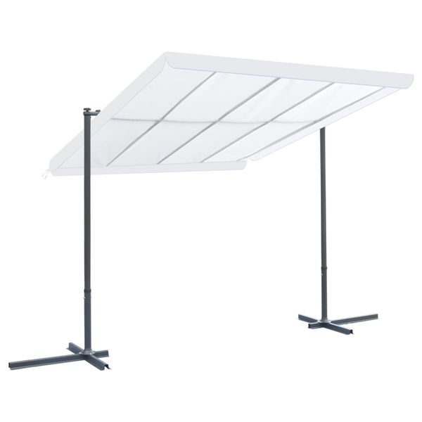 vidaXL Altánok so sklápacou výsuvnou strechou 350x253x196 cm, krémový