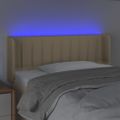 vidaXL Čelo postele s LED krémové 103x16x78/88 cm látka