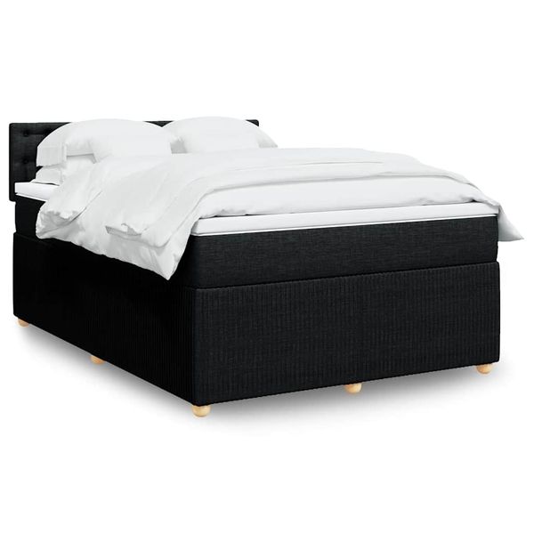 vidaXL Posteľný rám boxspring s matracom čierny 160x200 cm látka