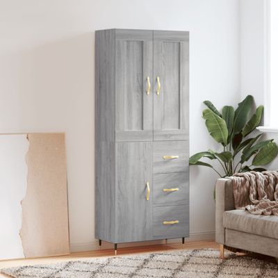 vidaXL Vysoká skrinka sivý dub sonoma 69,5x34x180 cm spracované drevo