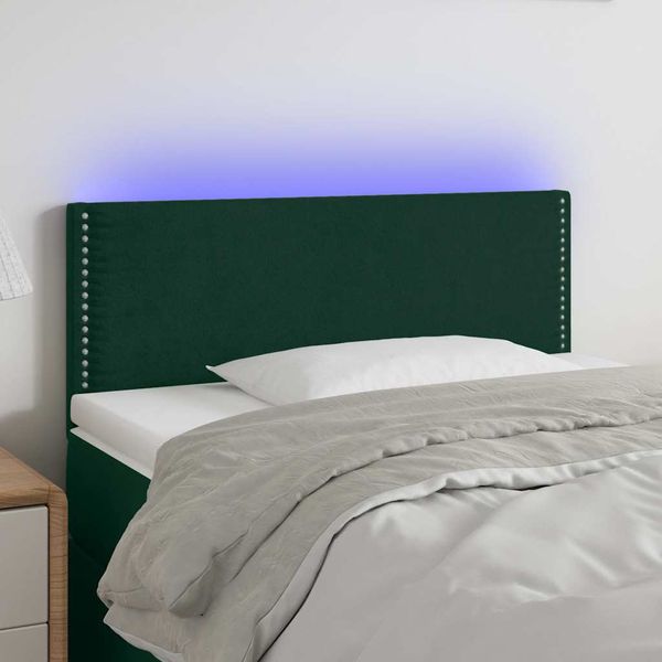 vidaXL Čelo postele s LED tmavozelené 90x5x78/88 cm zamat