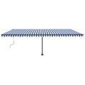 vidaXL Stojaca ručne zaťahovacia markíza 600x300 cm modro-biela