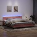 vidaXL Posteľný rám boxsping s matracom a LED ružový 200x220 cm zamat
