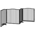 vidaXL Brána pre psa dvere sklad. 4 panely čierna 320cm topoľové drevo