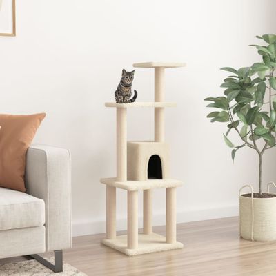 vidaXL Škrabadlo pre mačky so sisalovými stĺpikmi krémové 105 cm