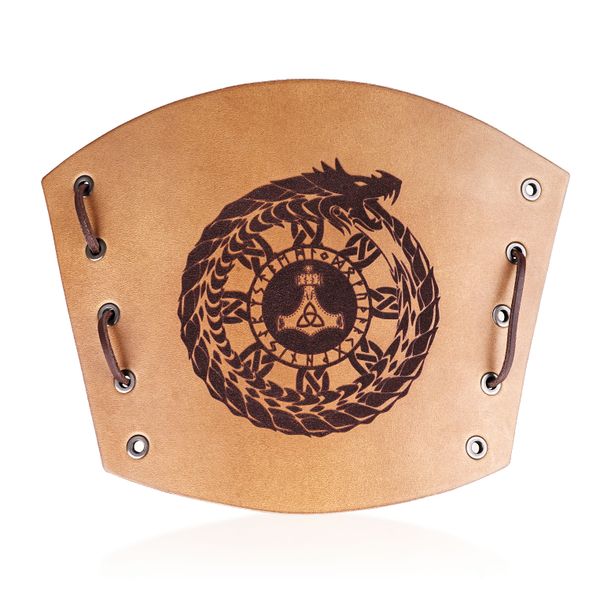 Kožený nátepník Viking - Uroboros s Thorovým kladivom