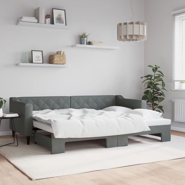 vidaXL Denná posteľ s rozkladacou posteľou tmavosivá 80x200 cm látka