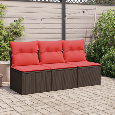 vidaXL | Záhradná pohovka | s vankúšom Hnedá 165 x 62 x 69 cm Poly ratan