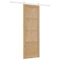 vidaXL Posuvné dvere 73,5 x 211 cm Borovicový masív Prírodná a biela