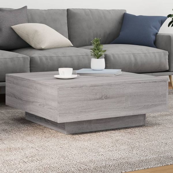 vidaXL Konferenčný stolík s LED svetlami sivý sonoma 80x80x31 cm