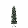 vidaXL Umelý chudý vianočný strom Zelená a biela 120 cm