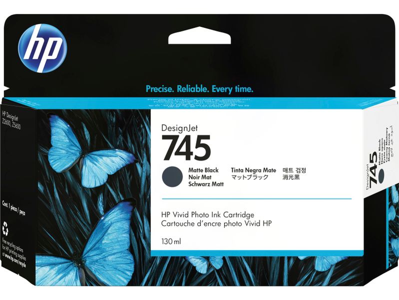 HP 745 atramentová náplň matná čierna, F9J99A
