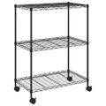 vidaXL Regál s 3 policami na kolieskach 60x35x81 cm čierny 150 kg