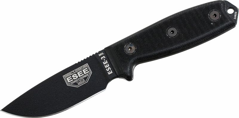 ESEE-3MIL-P-BLK ESEE 3 univerzálny nôž 9,8 cm, celočierny, G10, plastové puzdro