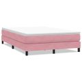 vidaXL Posteľný rám boxsping bez matracom ružový 160x210 cm zamat