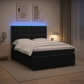 vidaXL LED boxspring posteľ s matracom Čierna 200 x 200 cm Zamat