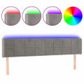 vidaXL Čelo postele s LED bledosivé 183x16x78/88 cm zamat
