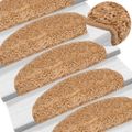 vidaXL Schodové rohože 15 ks 65x21x4 cm béžové, polkruhové, veľké