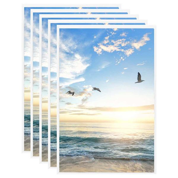 vidaXL Fotorámiky na stôl, koláž 5 ks, biele 28x35 cm, MDF