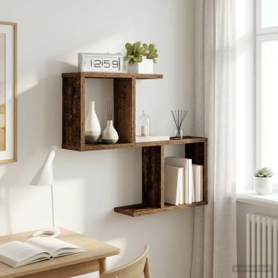 vidaXL Stenná polica Staré drevo 60 x 12 x 50,5 cm Kompozitné drevo