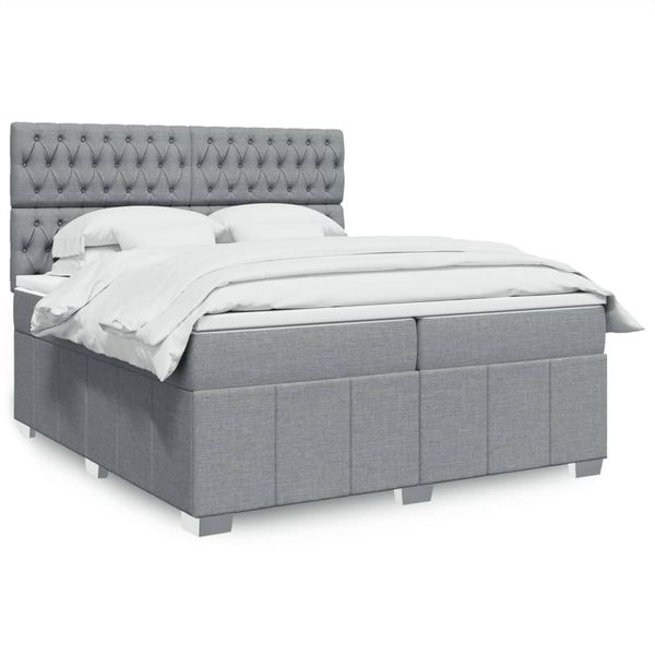 vidaXL Posteľný rám boxsping s matracom bledosivý 200x200 cm látka