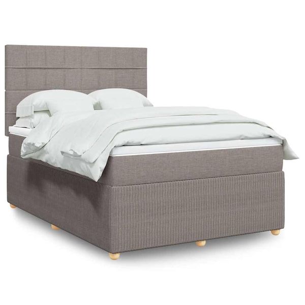 vidaXL Boxspring posteľ s matracom sivohnedý 140x190 cm látka