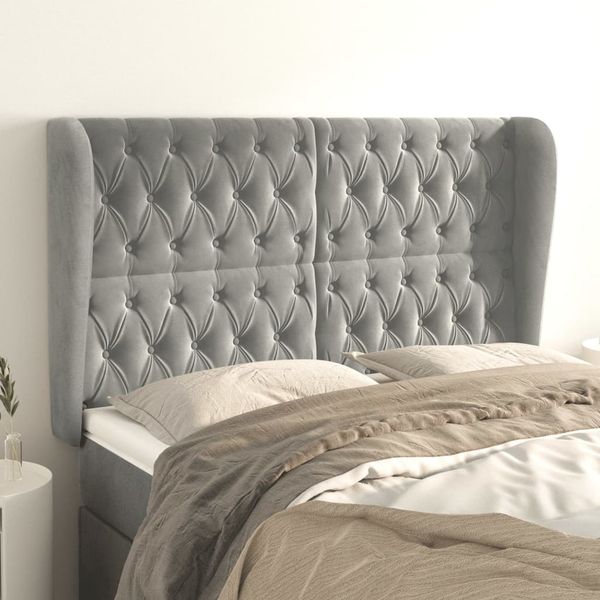 vidaXL Čelo postele so záhybmi bledosivé 163x23x118/128 cm zamat