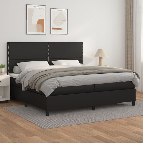 vidaXL Boxspring posteľ s matracom čierna 200x200 cm umelá koža
