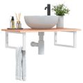 vidaXL Polica pod umývadlo, nástenná, oceľ a dubový masív
