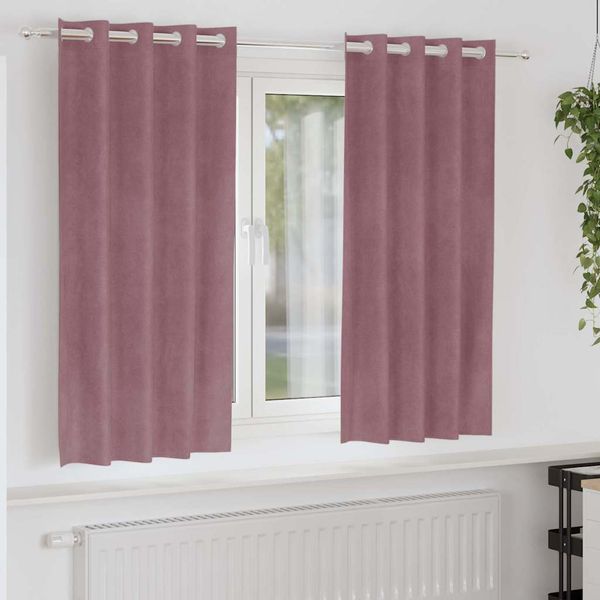 vidaXL Zatemňovacie závesy 2 pcs Tmavo ružová 140 x 175 cm Zamat