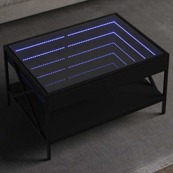 vidaXL Konferenčný stolík s nekonečnými LED čierny 70x50x38 cm