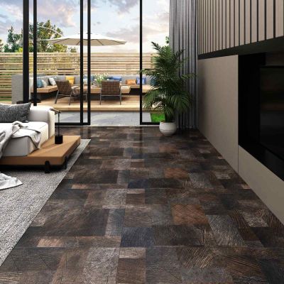 vidaXL Podlahové dosky 5,11 m² 55 pcs PVC Drevená štruktúra hnedá