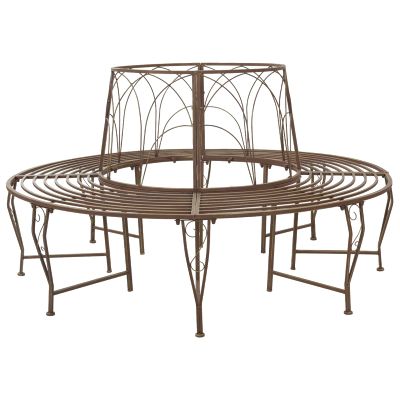 vidaXL Stromová lavička 8-Počet miest Ø 160 x 89 cm Oceľ Antik hnedá