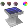 vidaXL Konferenčný stolík s LED sivá sonoma 50x50x45cm kompozit. drevo