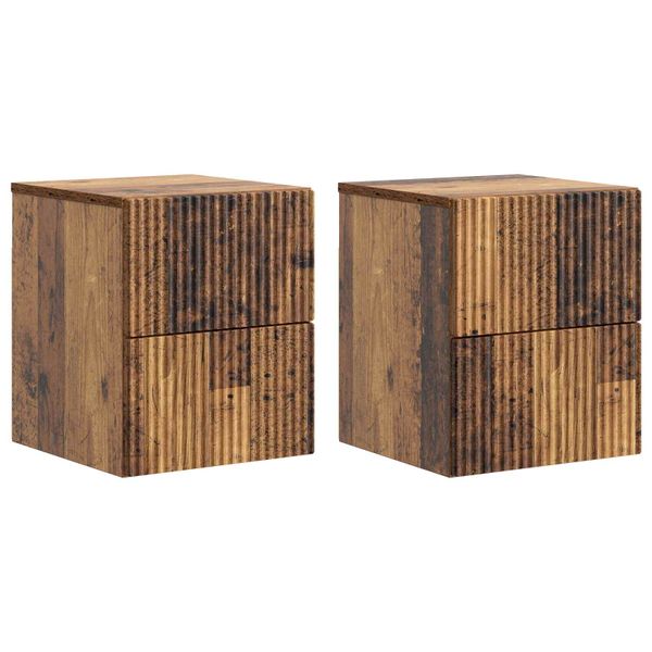 vidaXL Nástenná nočná skrinka 2 pcs Staré drevo 33 x 34,5 x 40 cm