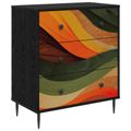 vidaXL Příborník BONN Retro vlnový motív 66 x 36,5 x 76 cm Čierny dub