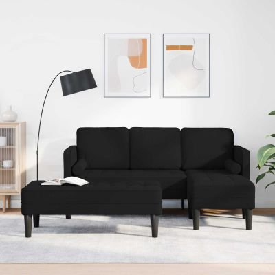vidaXL Sada pohoviek s vankúšom 2 pcs Čierna Polyester