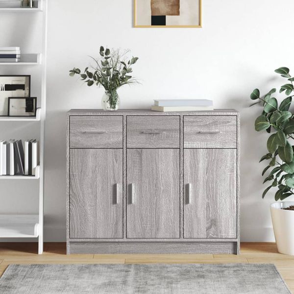 vidaXL Komoda sivý dub sonoma 91x28x75 cm kompozitné drevo