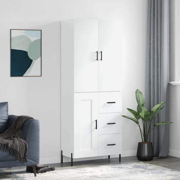 vidaXL Vysoká skrinka lesklá biela 69,5x34x180 cm spracované drevo