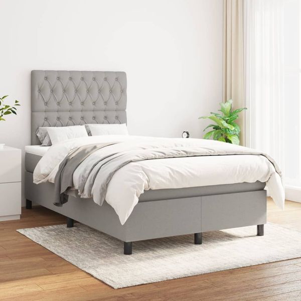 vidaXL Boxspring posteľ s matracom bledosivá 120x200 cm látka