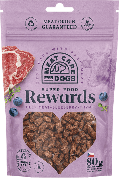 MEAT CARE REWARDS DOG 99804 maškrta - hovädzie s čučoriedkami a tymiánom 80g