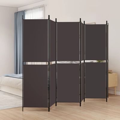 vidaXL 6-panelový paraván hnedá 300x180 cm látka