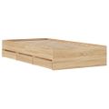 vidaXL Posteľný rám so zásuvkami dub sonoma 75x190 cm kompozitné drevo
