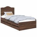 vidaXL Rám postele so zásuvkou Hnedý dub 90 x 190 cm Inžinierske drevo