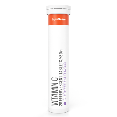 Vitamín C 1000 mg šumivý - GymBeam, čierne ríbezle, 20 tab.