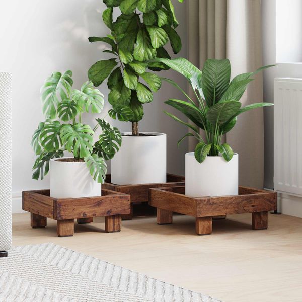 vidaXL Stojan na rastliny 3 pcs Hnedá Mahagónové drevo