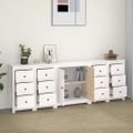 vidaXL Komoda biela 230x35x80 cm borovicový masív