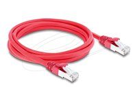 Delock - Patch kábel - RJ-45 (M) do RJ-45 (M) - 2 m - 6 mm - S/FTP - CAT 6a - neobsahuje halogén, lisovaný, prevedenie bez hrbole - červená