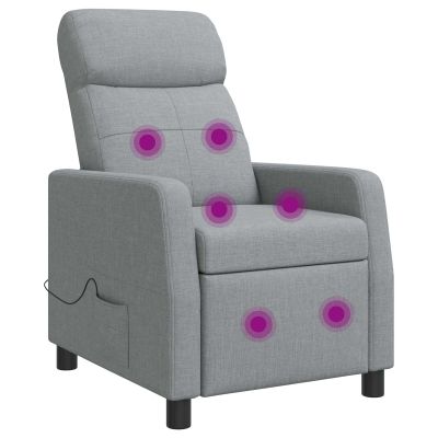 vidaXL Masážne relaxačné kreslo Svetlosivá Látka